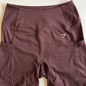 Women's Gymshark Bike Shorts with Pockets Chocolate Brown - Size Large